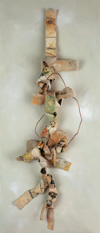 Mixed media abstract wall sculpture by Catherine Gutsche. "Contrast and Compare" series (2022), mixed media