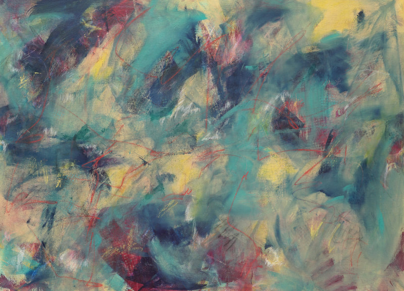 Abstract artist Catherine Gutsche. "Night And Day" (2022), 33.5 x 49, acrylic on canvas -- Currently at Sivarulrasa Gallery