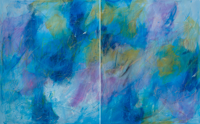 Catherine Gutsche, abstract artist. "Persuasion", (2021), 30x24 each (diptych), acrylic on canvas