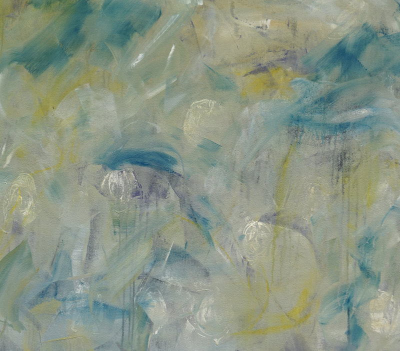 Modern abstract painting by Catherine Gutsche. "Spring Melt" (2020), 29.5x33.5, acrylic on canvas -- Currently at Sivarulrasa Gallery