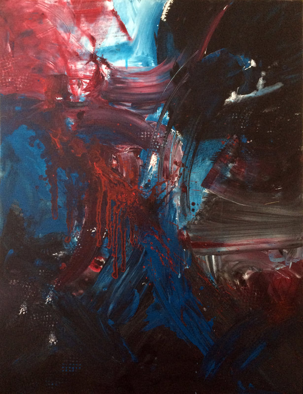 Abstract painting by Catherine Gutsche. "Turbulent" (2016), 40x30, acrylic on canvas